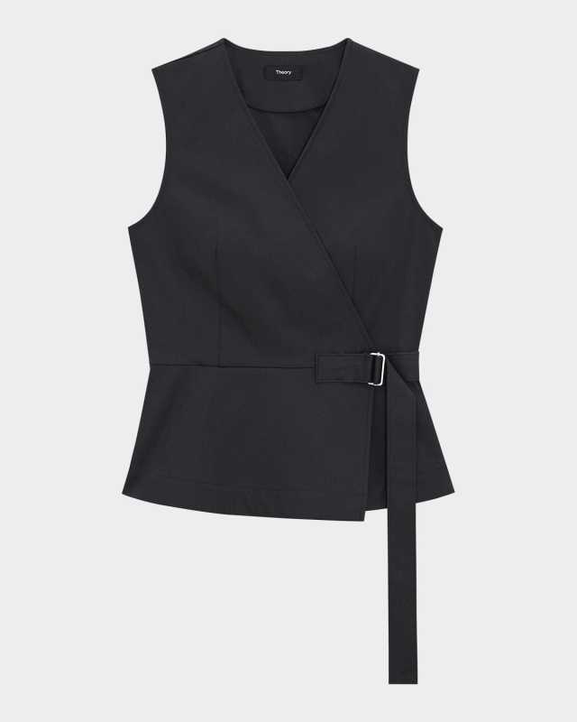 Sleeveless Cotton Wrap Top